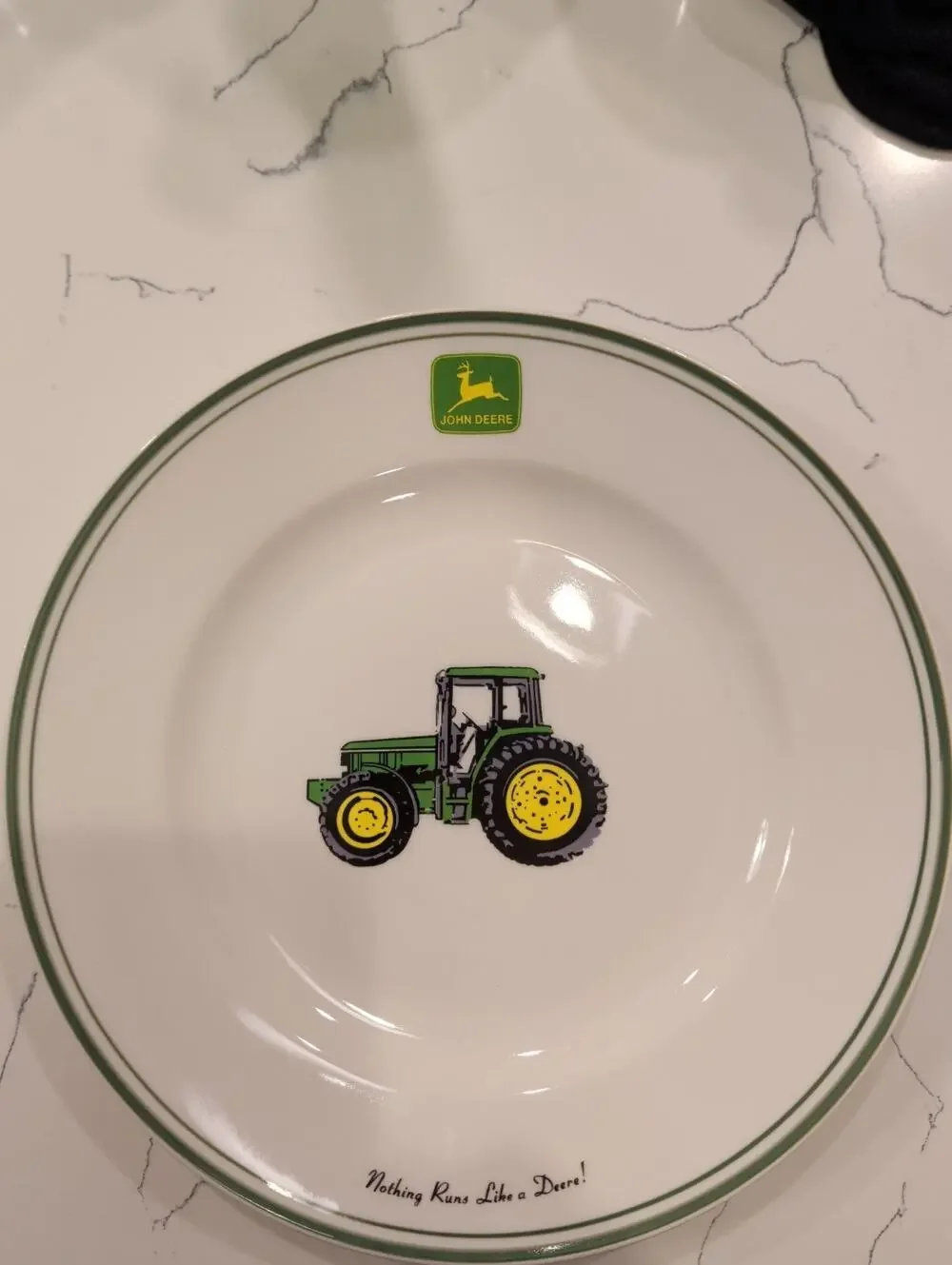 John Deere Ceramic Plates Set of 2 Gibson Tractor Dinner Salad Plate Bowl Bundle